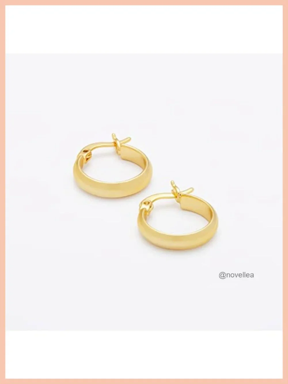 14K Gold Plated Polished Dome Hoop Earrings 15mm Lightweight Hypoallergenic